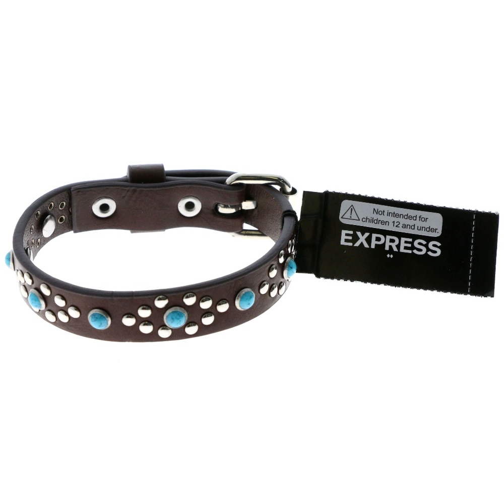 Faux-leather Strap-Bracelet Brown/Silver-Tone NWT